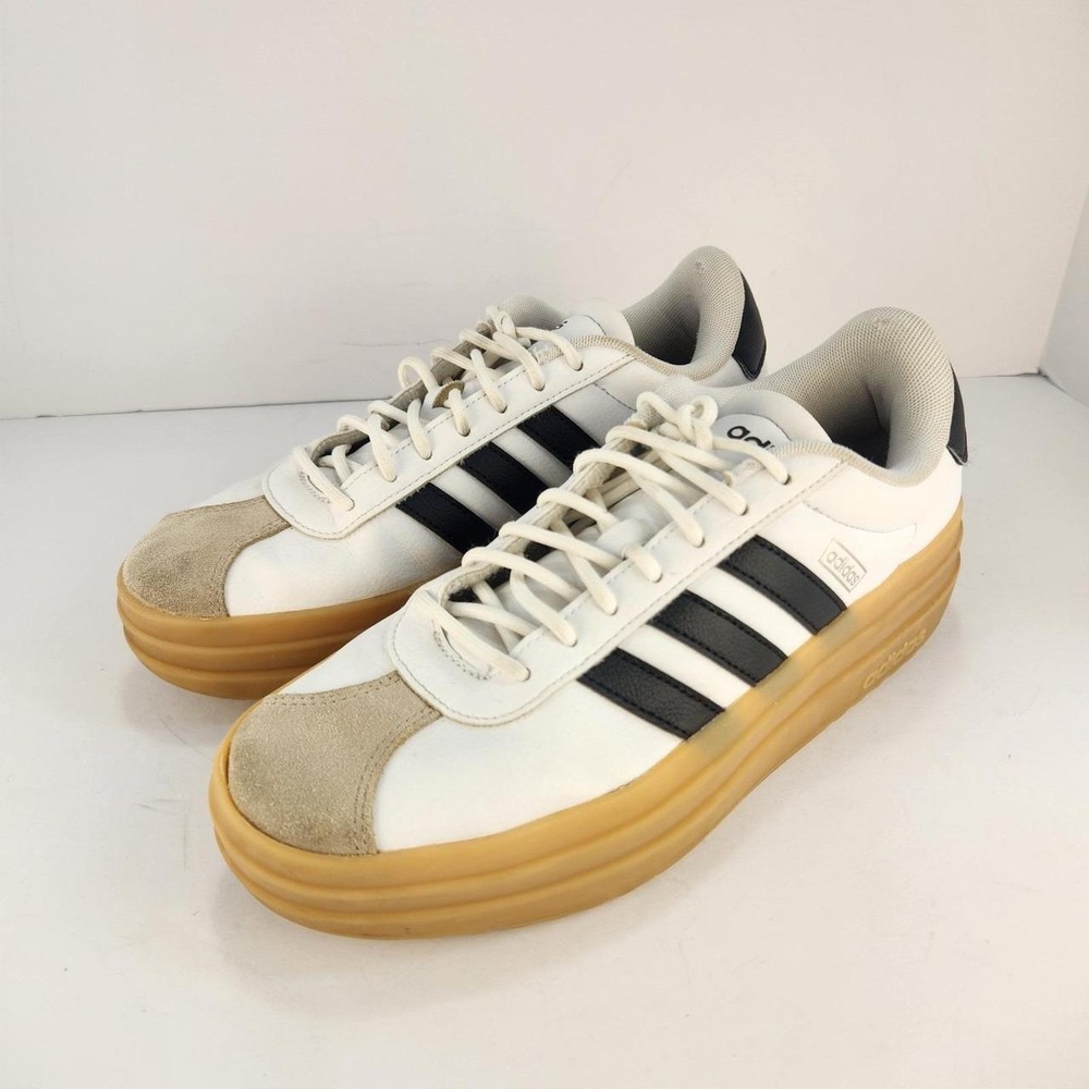 Adidas Women's Size 8 Platform Sneakers White Black Gum Sole Casual Shoes